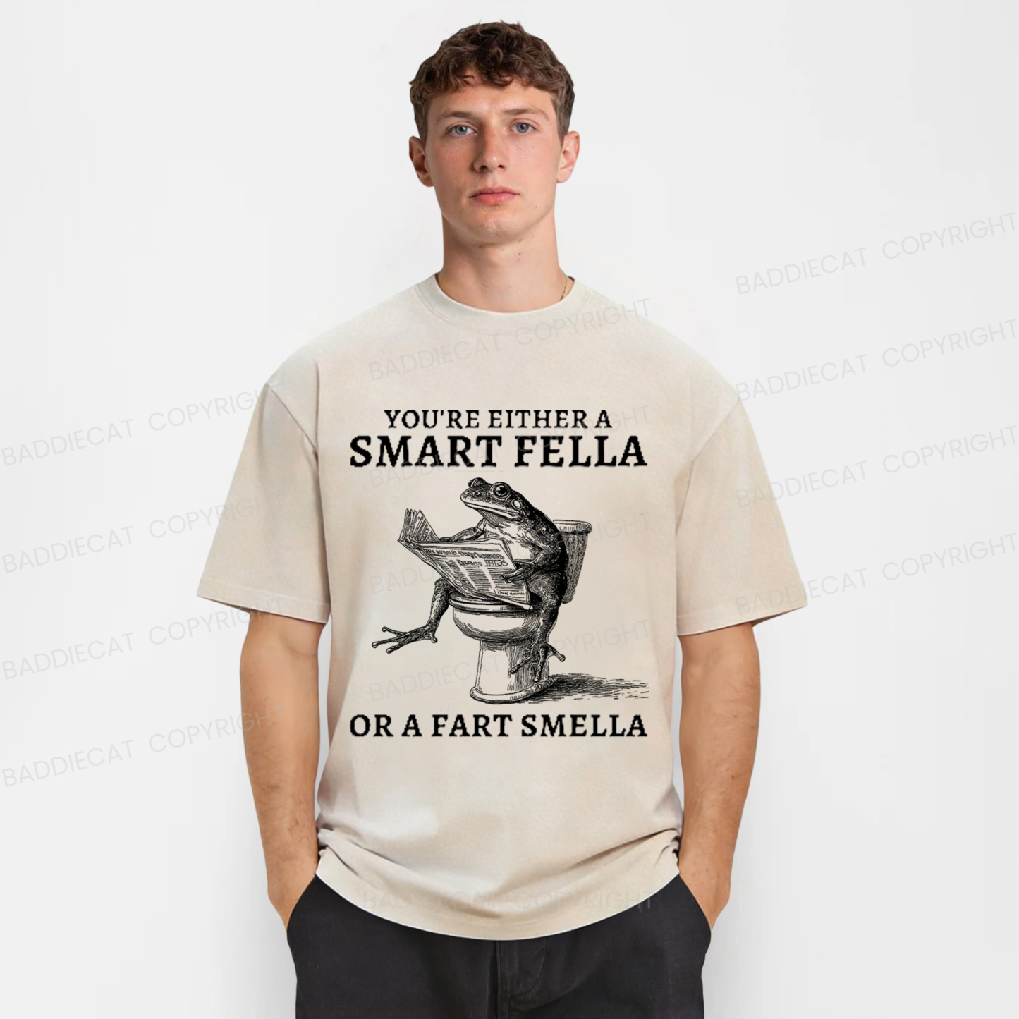 Baddiecat The Conceited Frog On The Toilet Washed T-shirt