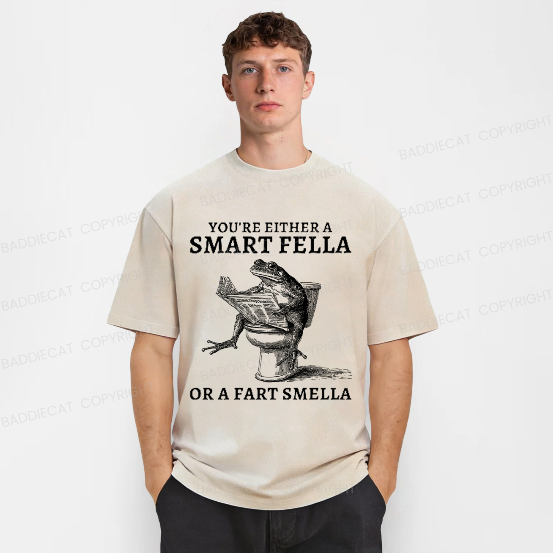 Baddiecat The Conceited Frog On The Toilet Washed T-shirt