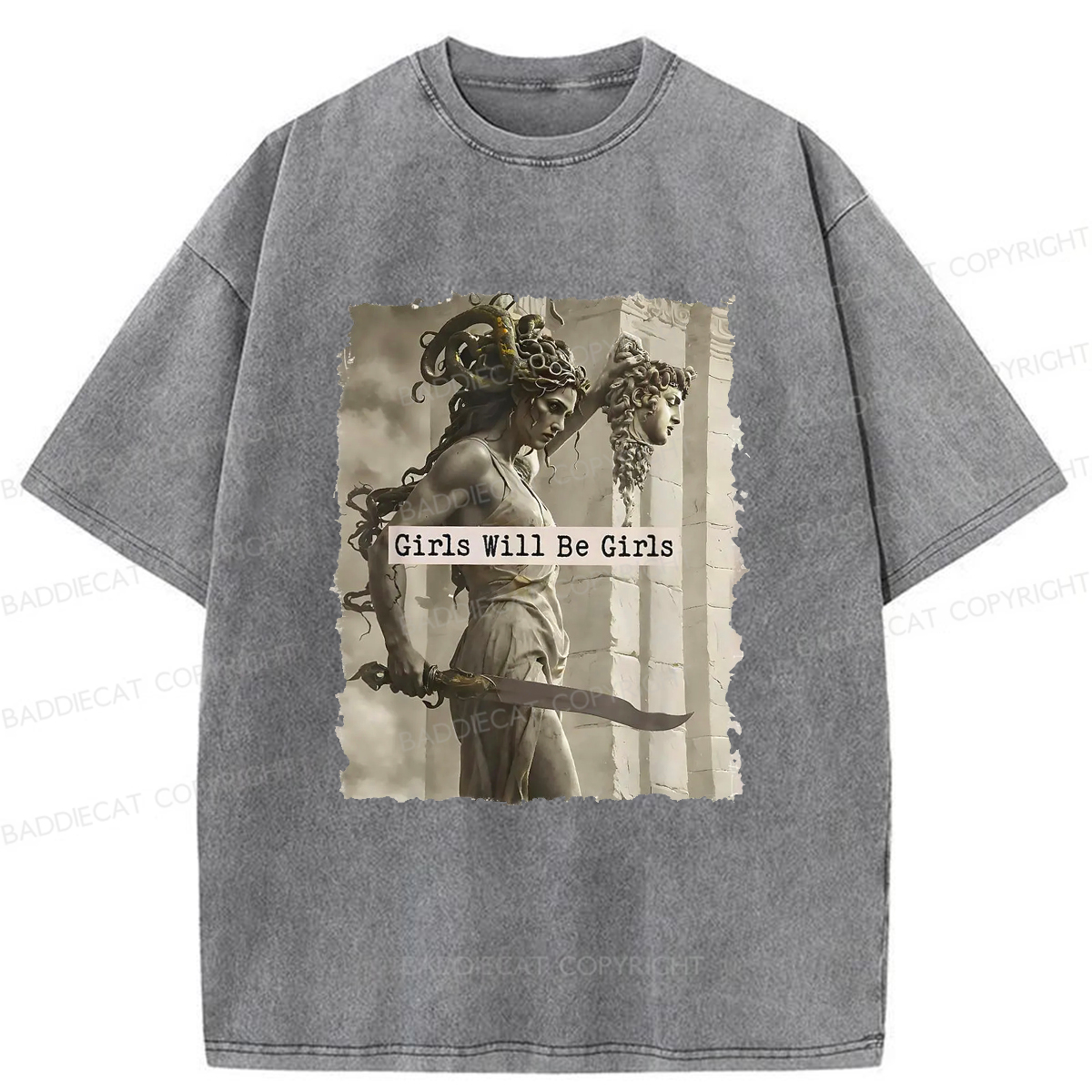 Baddiecat Goddess Medusa Washed T-shirt