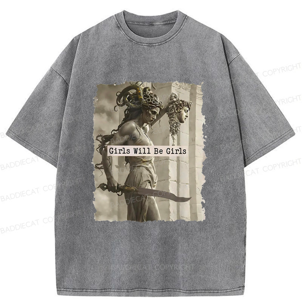 Baddiecat Goddess Medusa Washed T-shirt