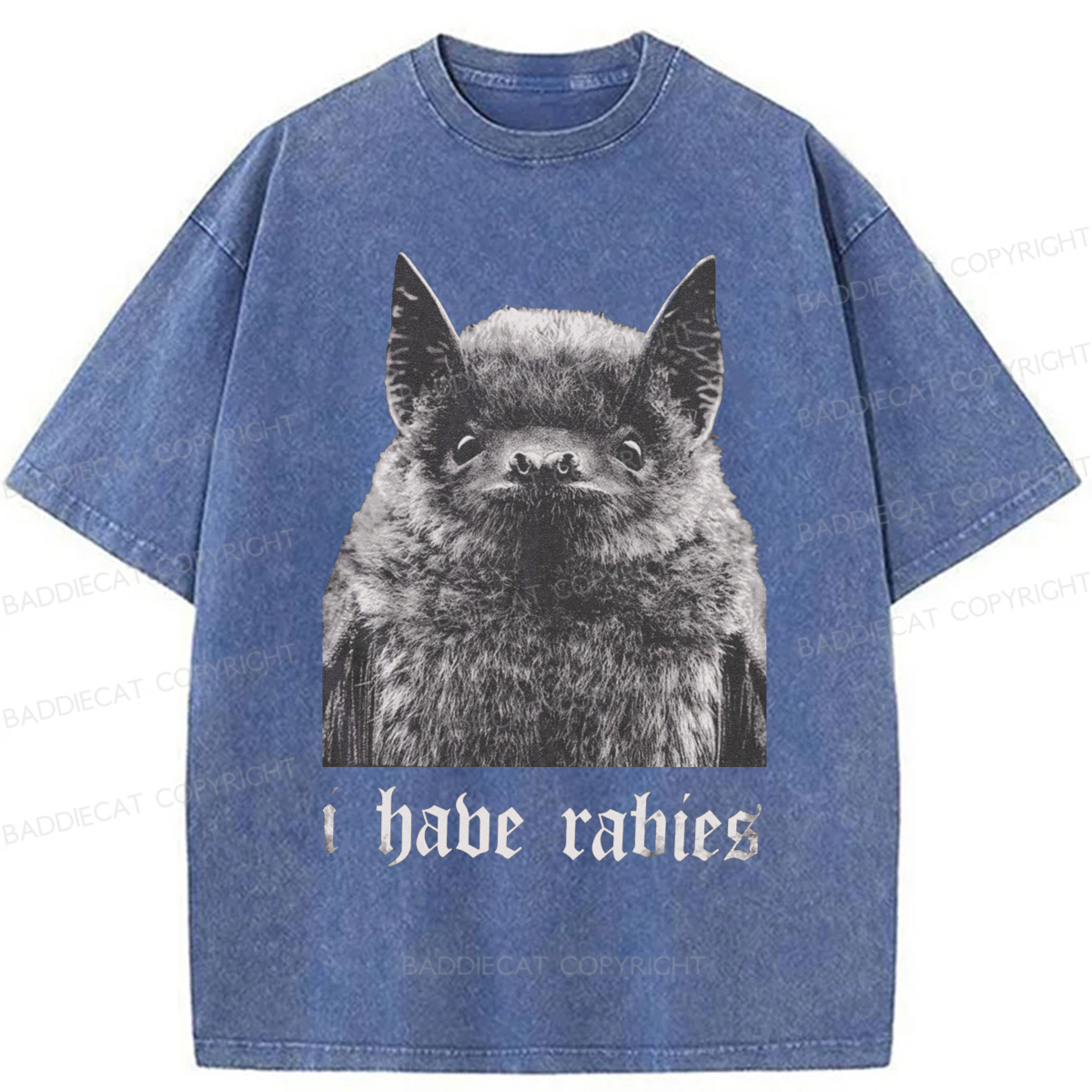 Baddiecat I Have Rabies Bat Washed T-shirt