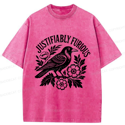 Baddiecat Justifiably Furious Raven Washed T-shirt