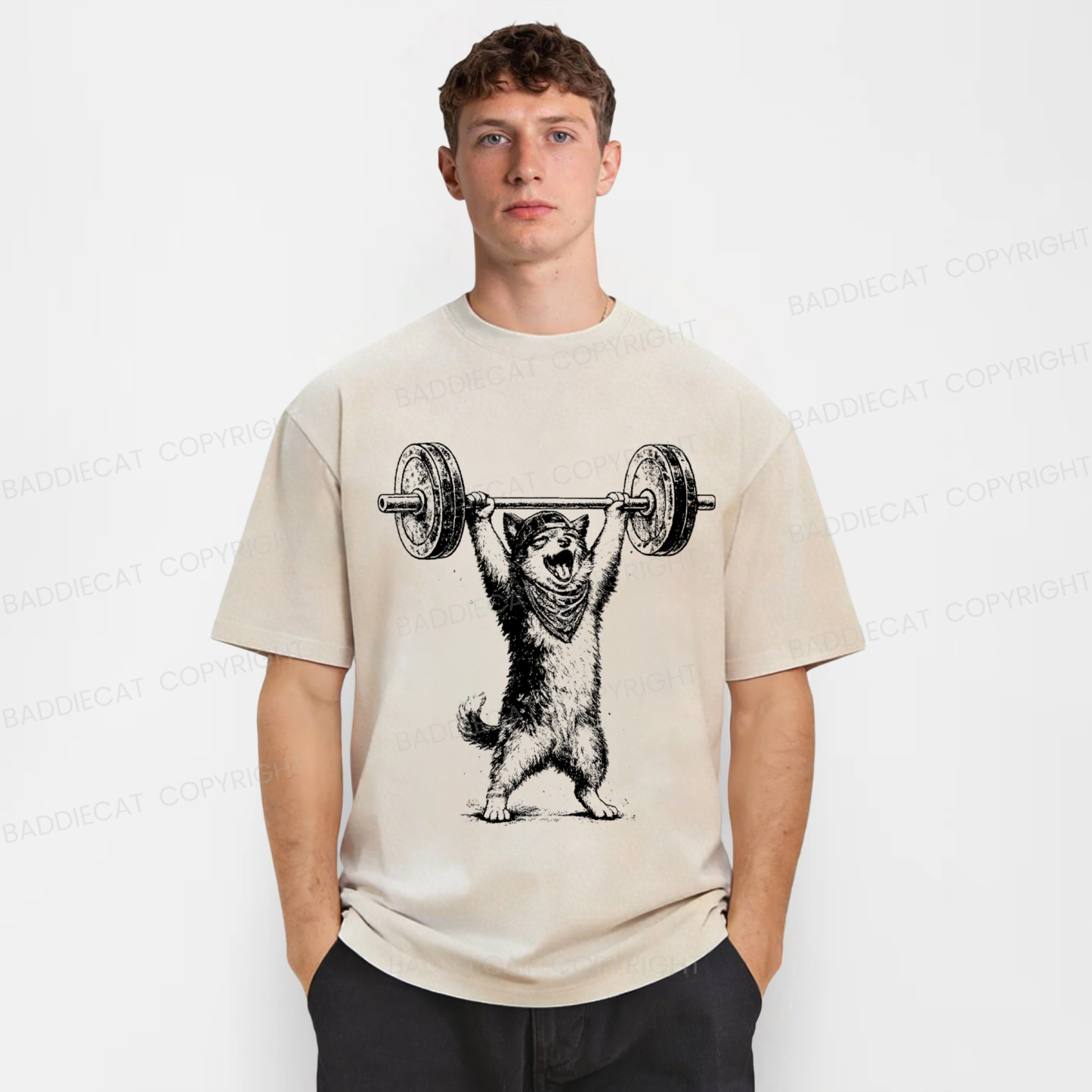 Baddiecat Husky Hercules Washed T-shirt