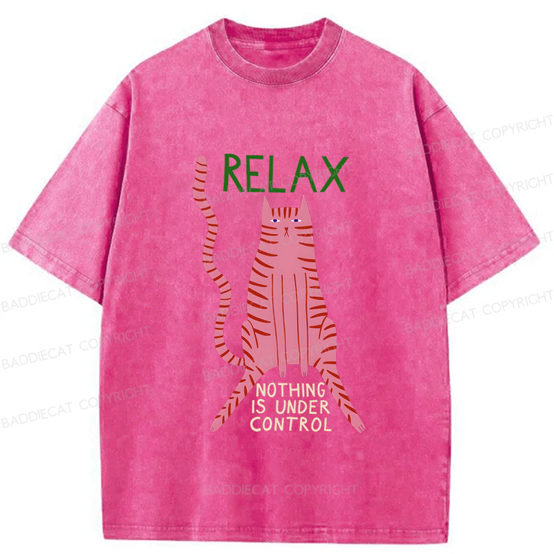 Baddiecat Relax Cat Washed T-shirt