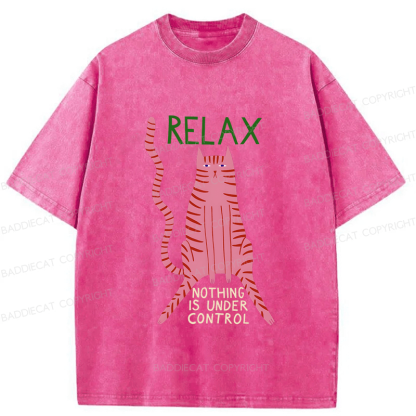 Baddiecat Relax Cat Washed T-shirt