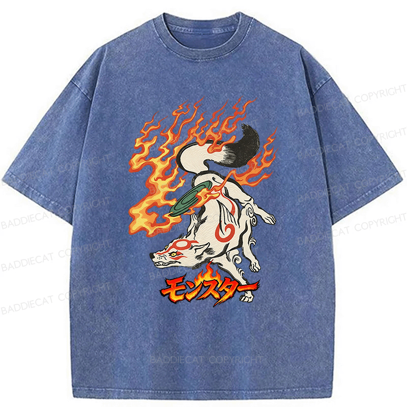 Baddiecat Tokyo Japanese-style Yokai Washed T-shirt