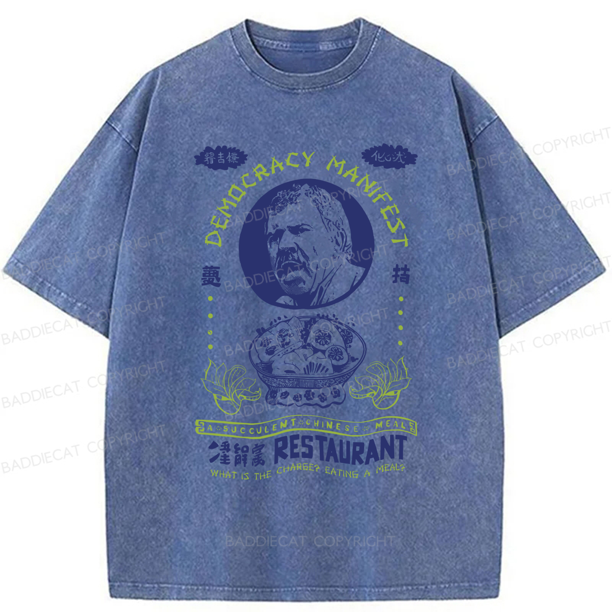 Baddiecat Japanese Food Spoof Emojis Washed T-shirt
