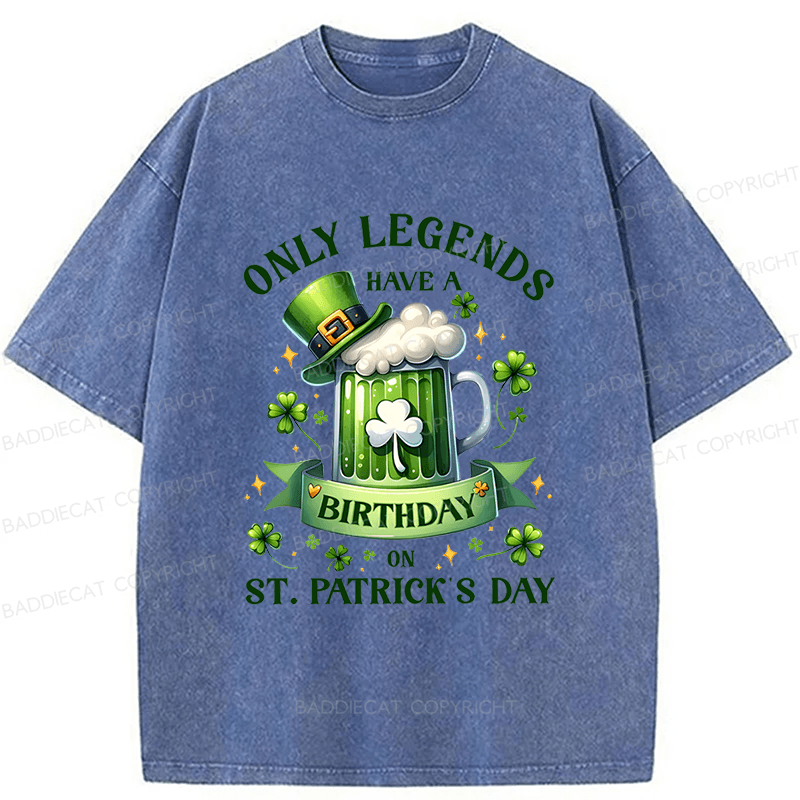 Baddiecat St. Patrick's Day Birthday Washed T-shirt