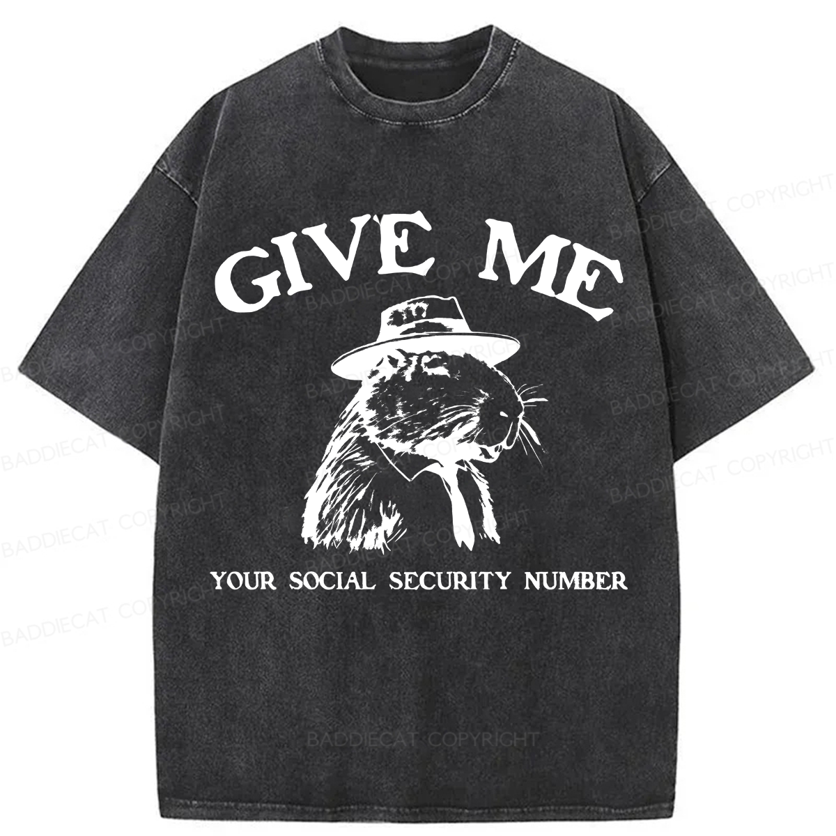 Baddiecat Give Me Capybara Washed T-shirt