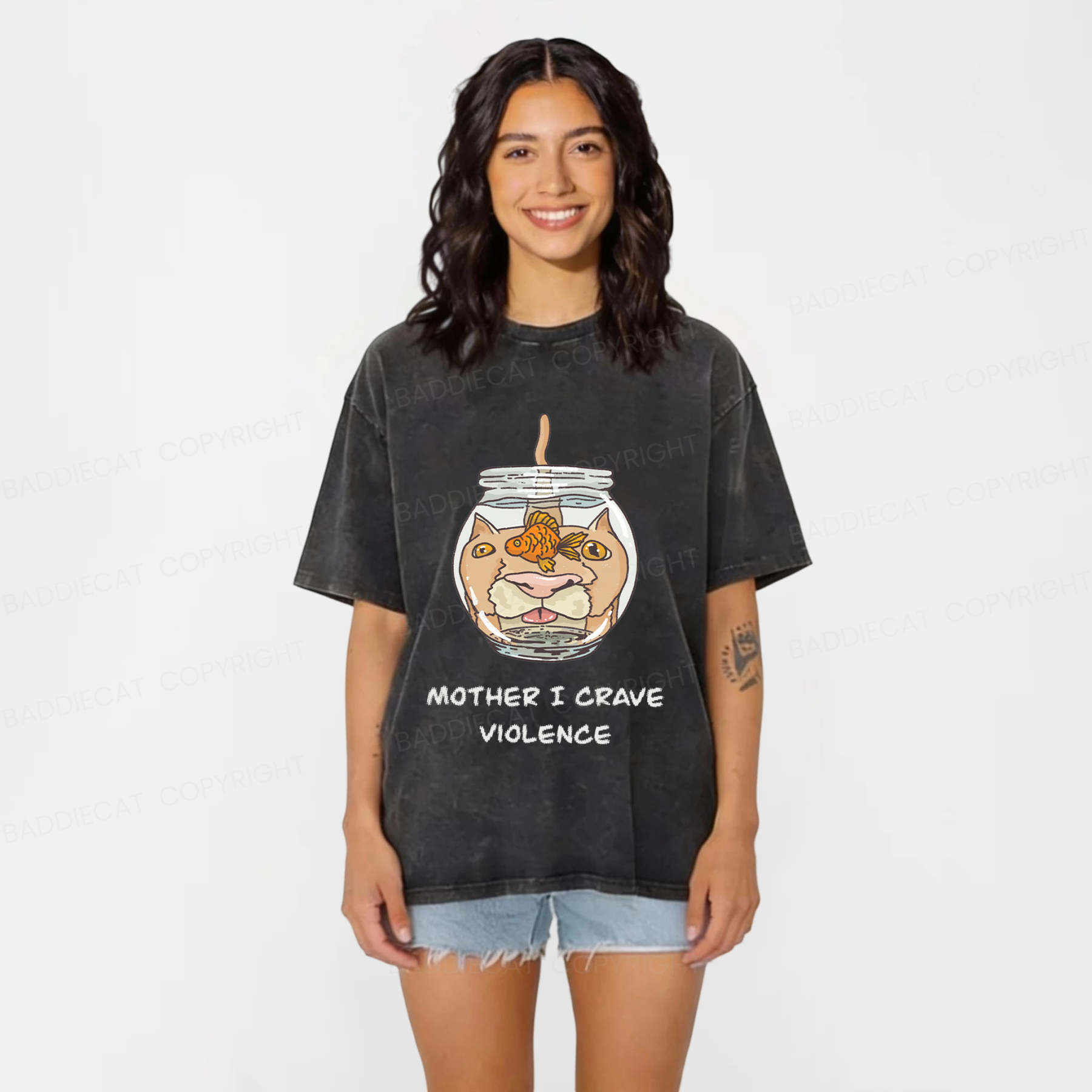 Baddiecat Mother I Crave Violence Washed T-shirt