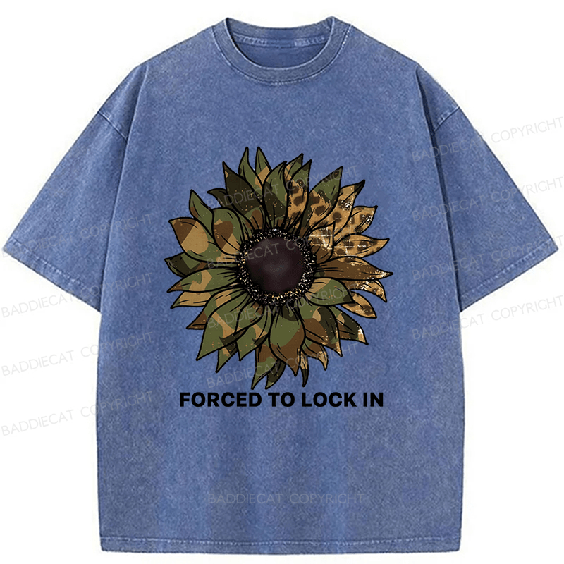 Baddiecat Camo Sunflower Washed T-shirt