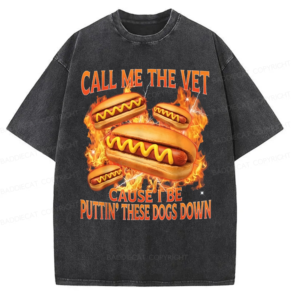 Baddiecat Call Me The Vet Washed T-shirt