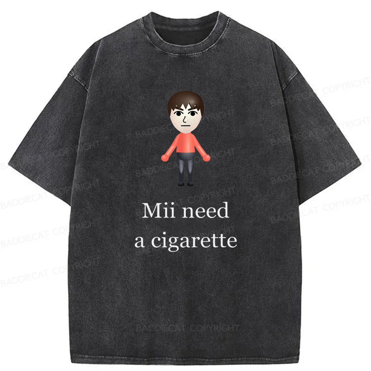 Baddiecat Mii Need A Break Washed T-shirt