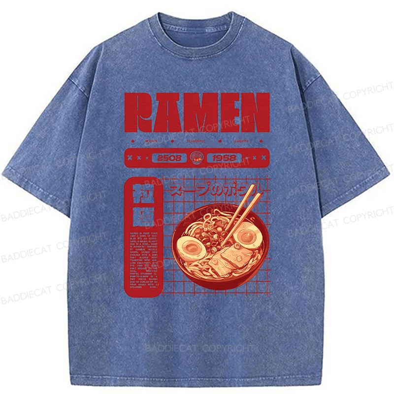 Baddiecat Ramen Washed T-shirt