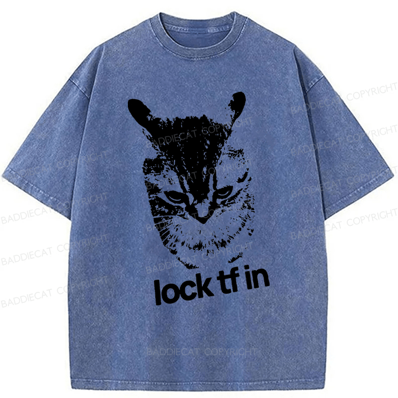 Baddiecat Cat Lock Tf In Washed T-Shirt