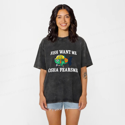 Baddiecat Charming Safe Fish Washed T-shirt