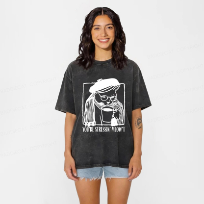 Baddiecat Grumpy Cat Washed T-shirt