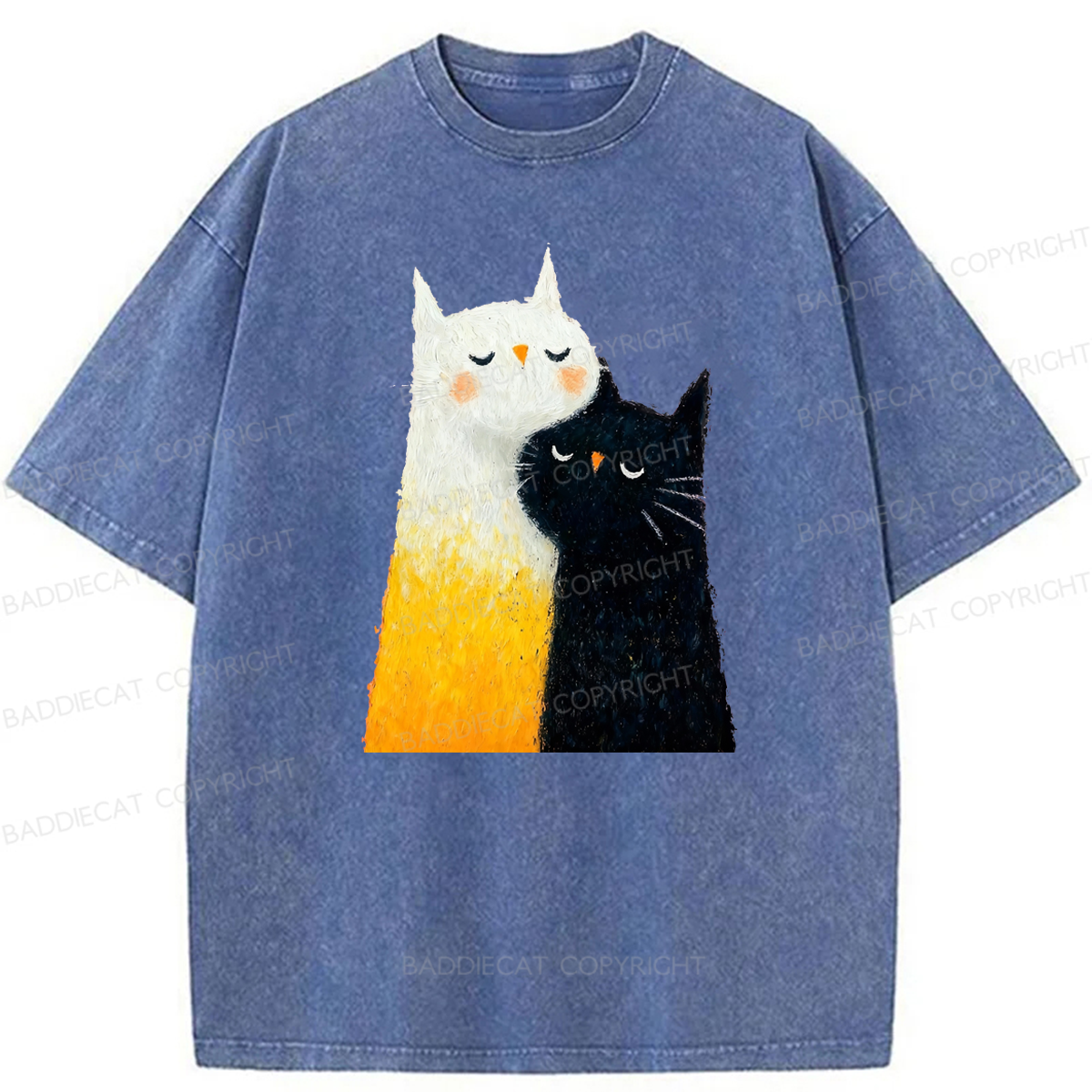 Baddiecat Cats Hug Washed T-shirt