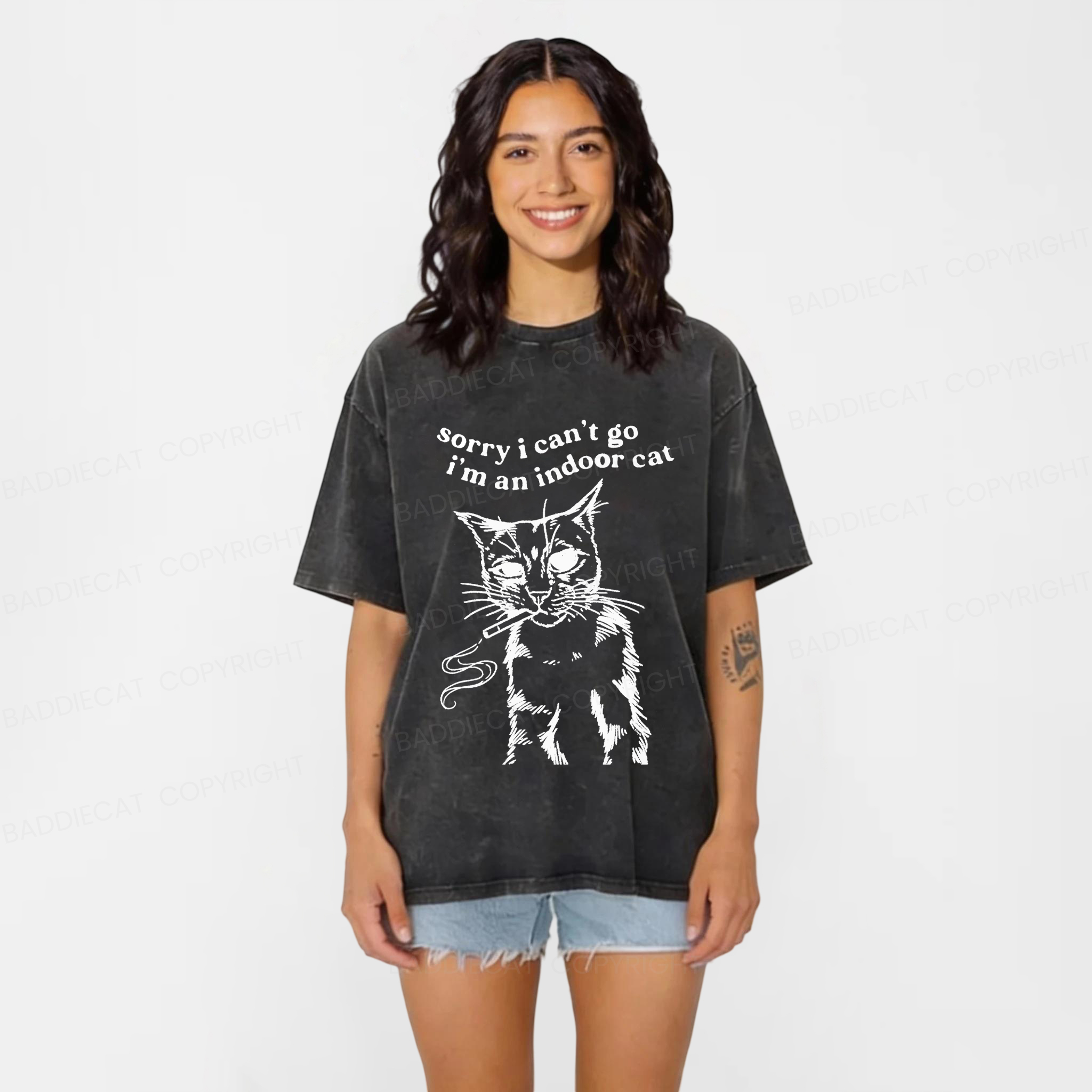 Baddiecat Gentle House Cat Washed T-shirt