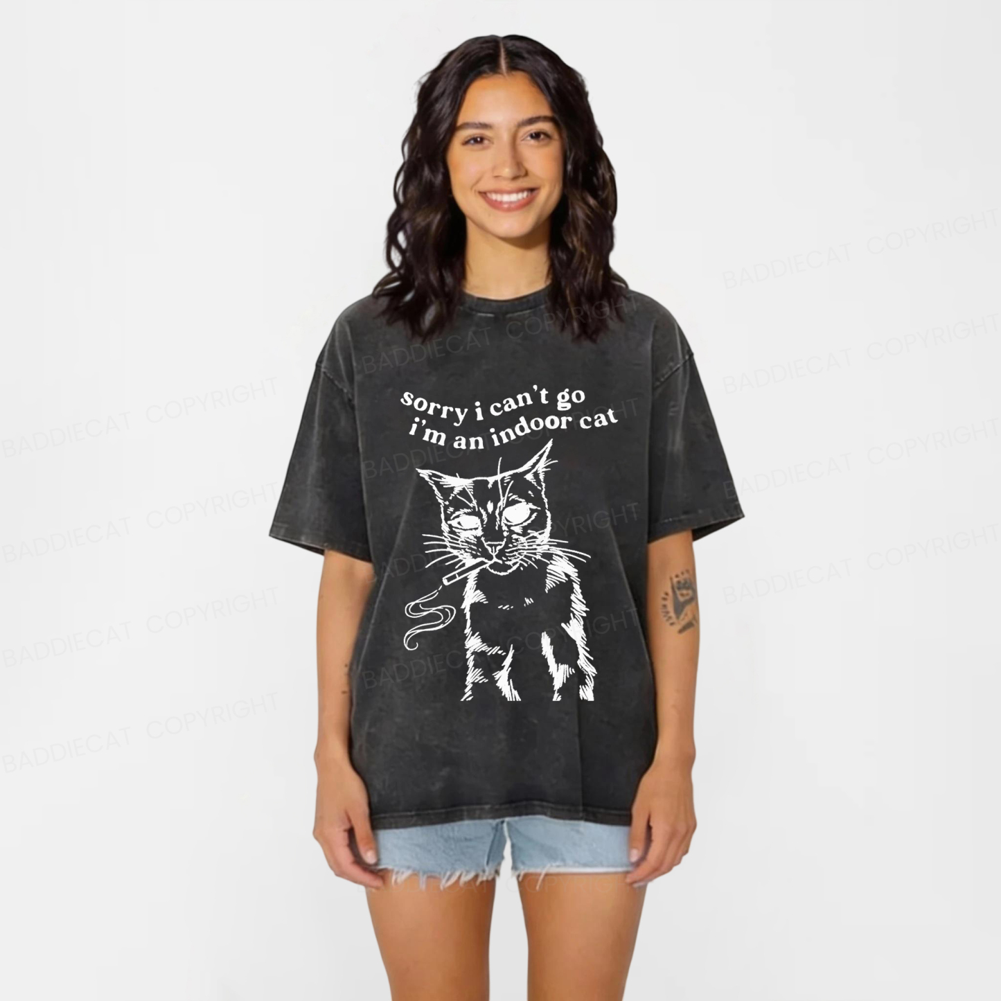 Baddiecat Gentle House Cat Washed T-shirt