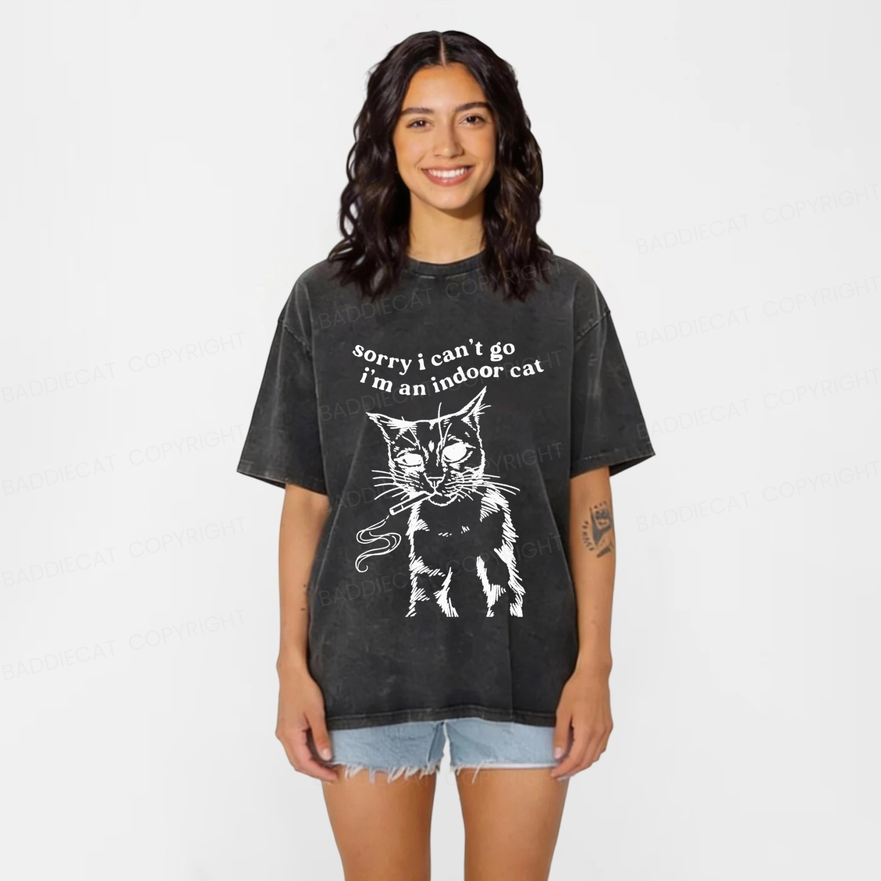 Baddiecat Gentle House Cat Washed T-shirt