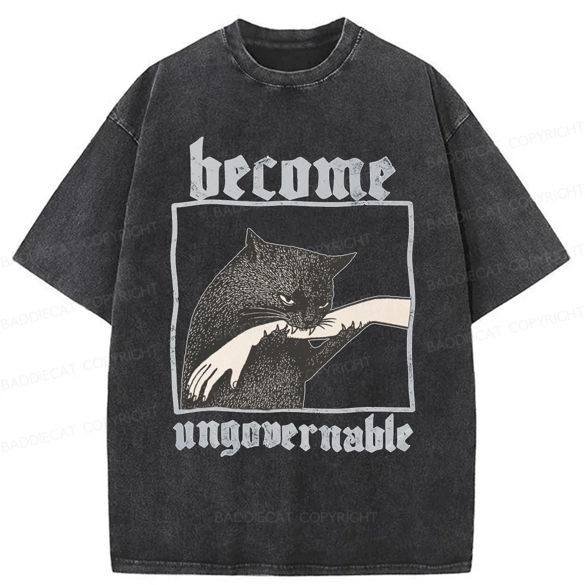 Baddiecat Funny Silly Cats Washed T-shirt