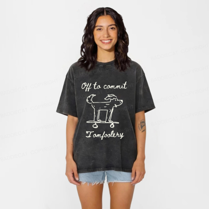 Baddiecat Mischievous Dog Washed T-shirt
