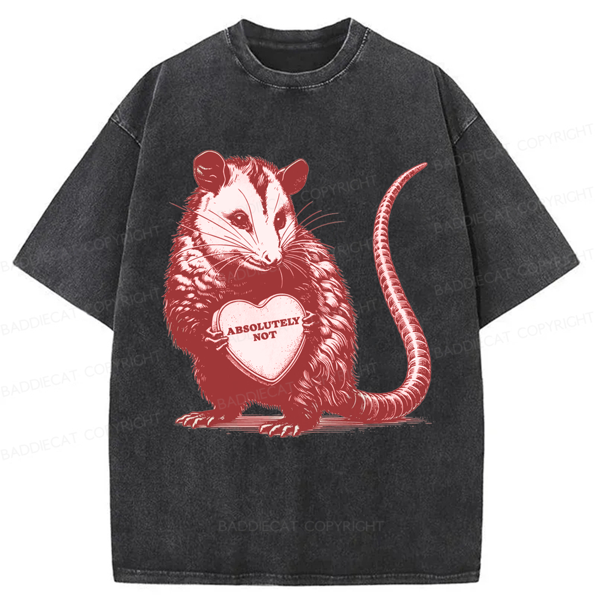 Baddiecat Absolutely Not Opossum Meme Washed T-shirt