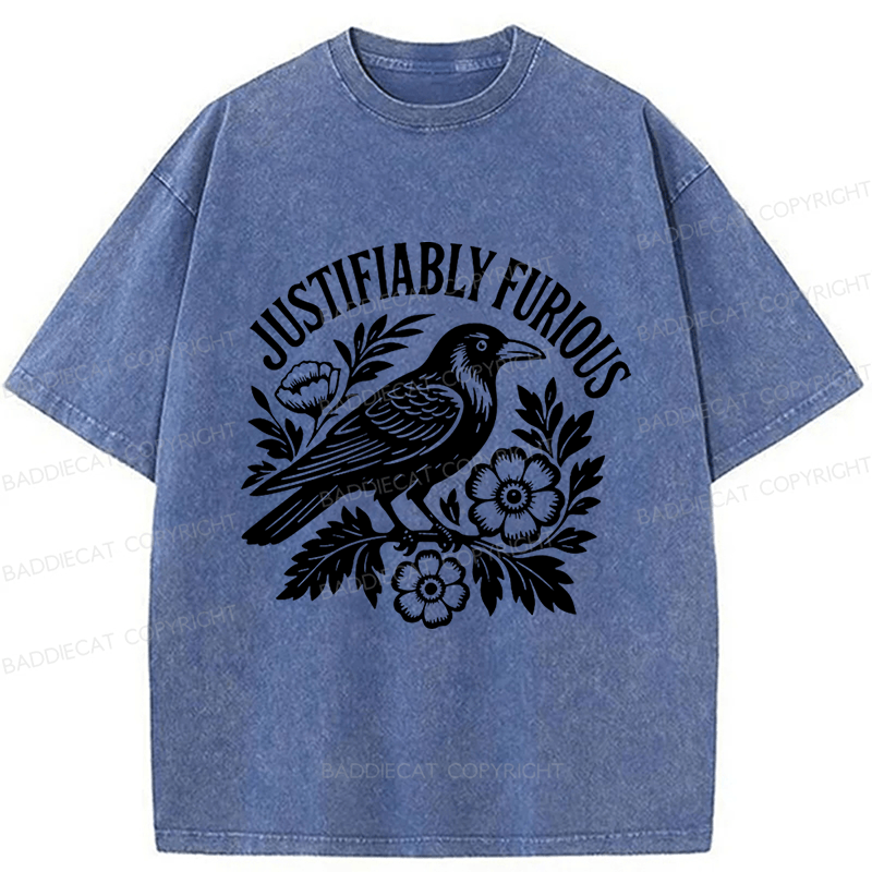 Baddiecat Justifiably Furious Raven Washed T-shirt