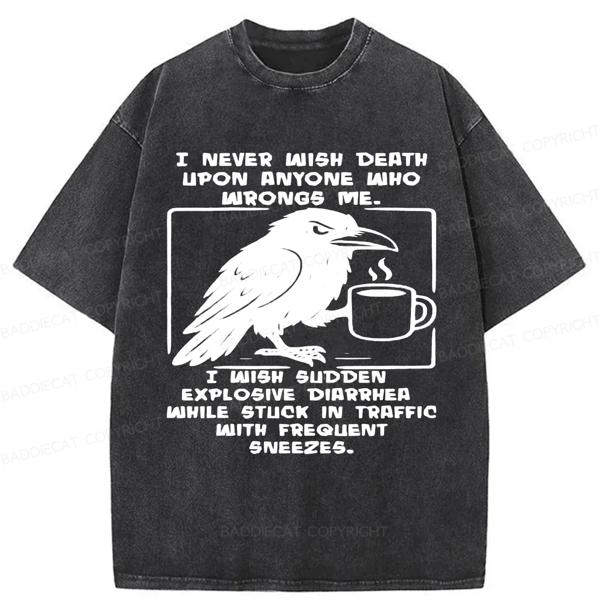 Baddiecat Crow Wish Washed T-shirt
