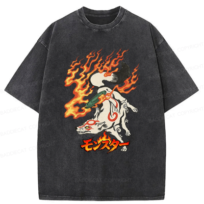 Baddiecat Tokyo Japanese-style Yokai Washed T-shirt