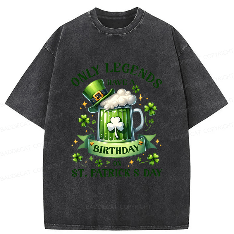 Baddiecat St. Patrick's Day Birthday Washed T-shirt