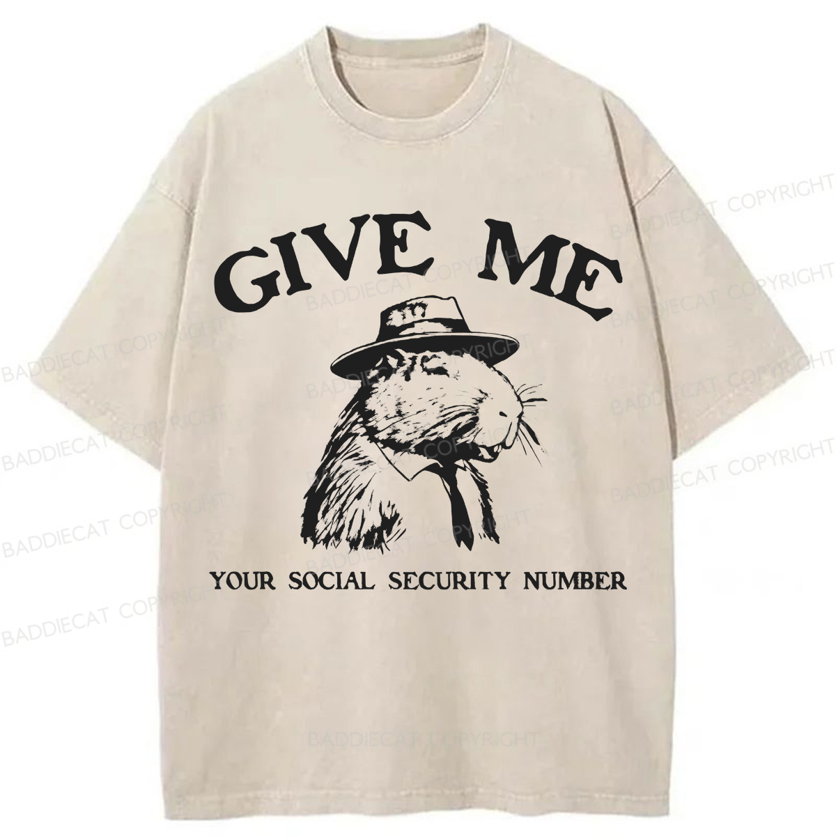 Baddiecat Give Me Capybara Washed T-shirt