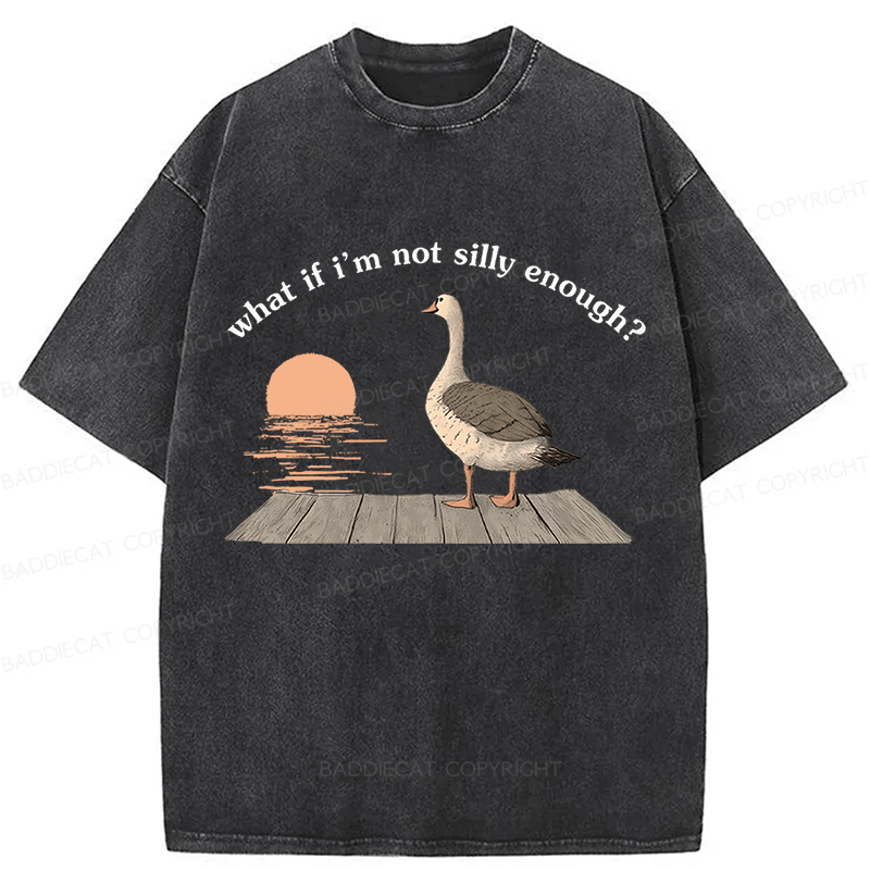 Baddiecat Funny Goose Washed T-shirt