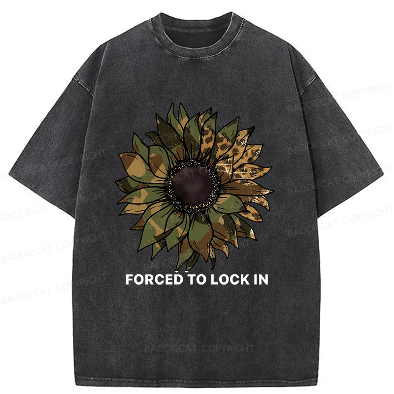 Baddiecat Camo Sunflower Washed T-shirt
