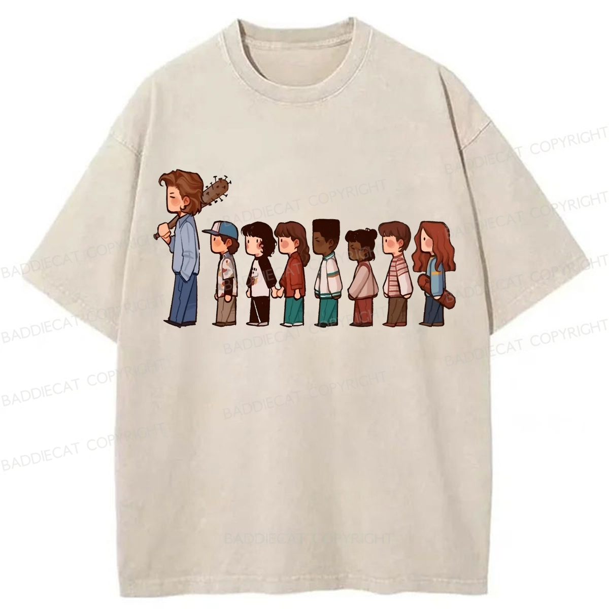 Baddiecat Stranger Things Walking Washed T-shirt