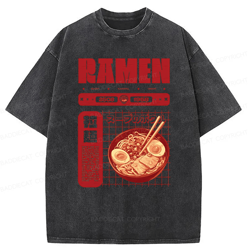 Baddiecat Ramen Washed T-shirt