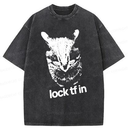Baddiecat Cat Lock Tf In Washed T-Shirt