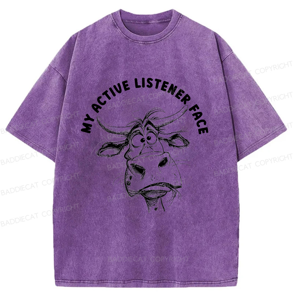 Baddiecat My Active Listener Face Washed T-shirt