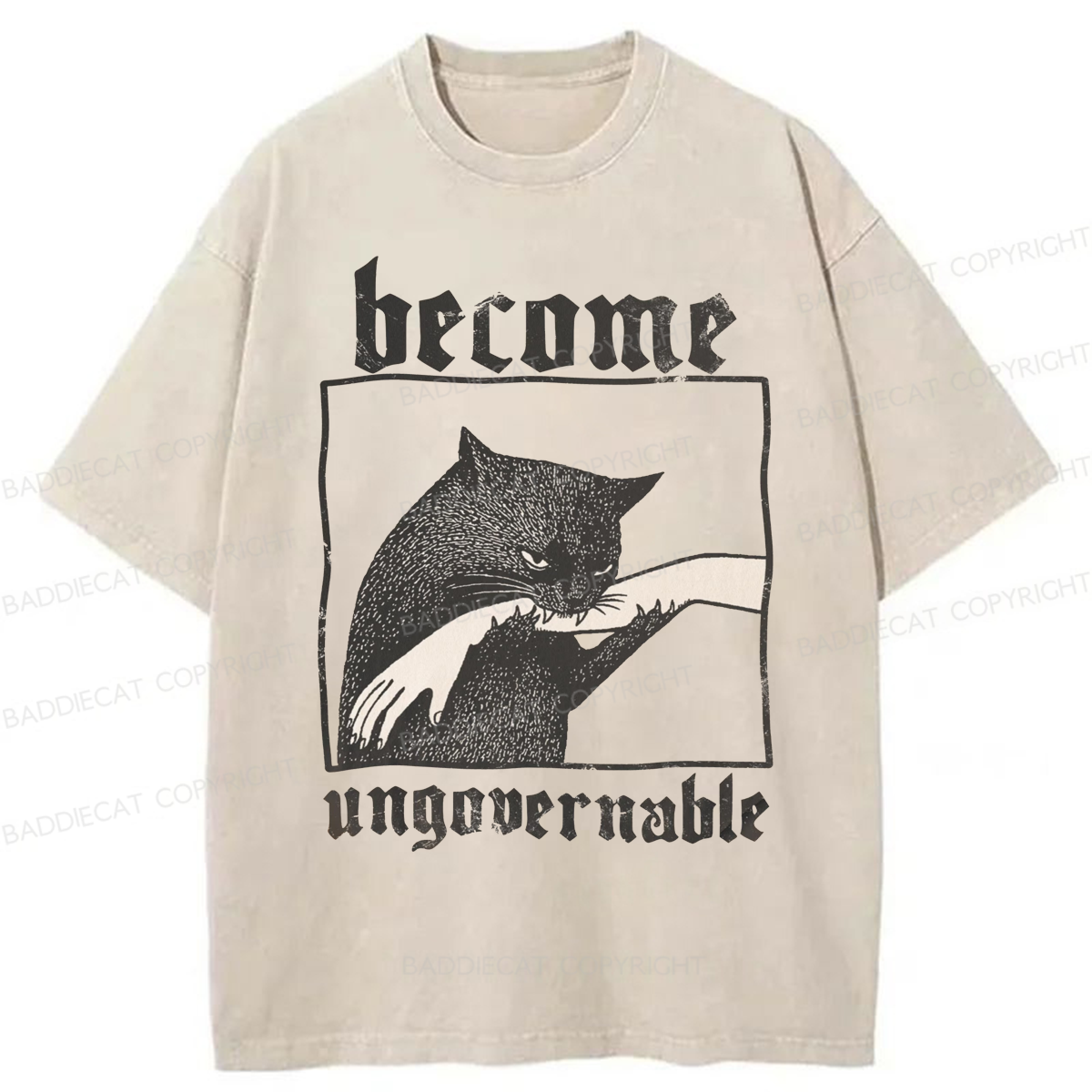 Baddiecat Funny Silly Cats Washed T-shirt