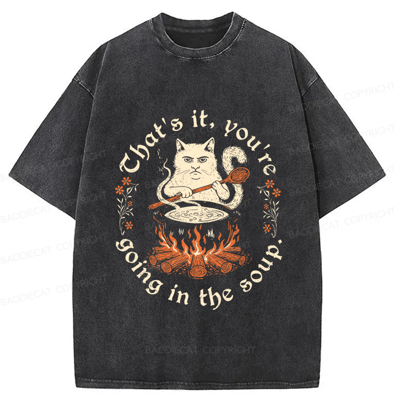 Baddiecat Cat Funny Washed T-shirt