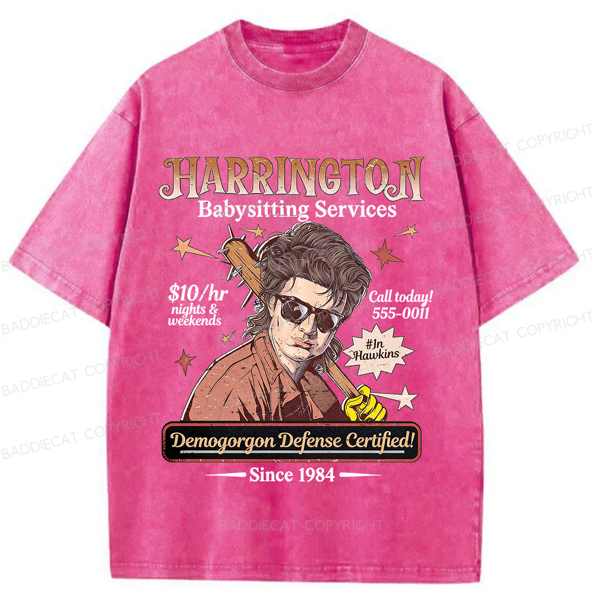 Baddiecat Babysitter Harrington  Washed T-shirt
