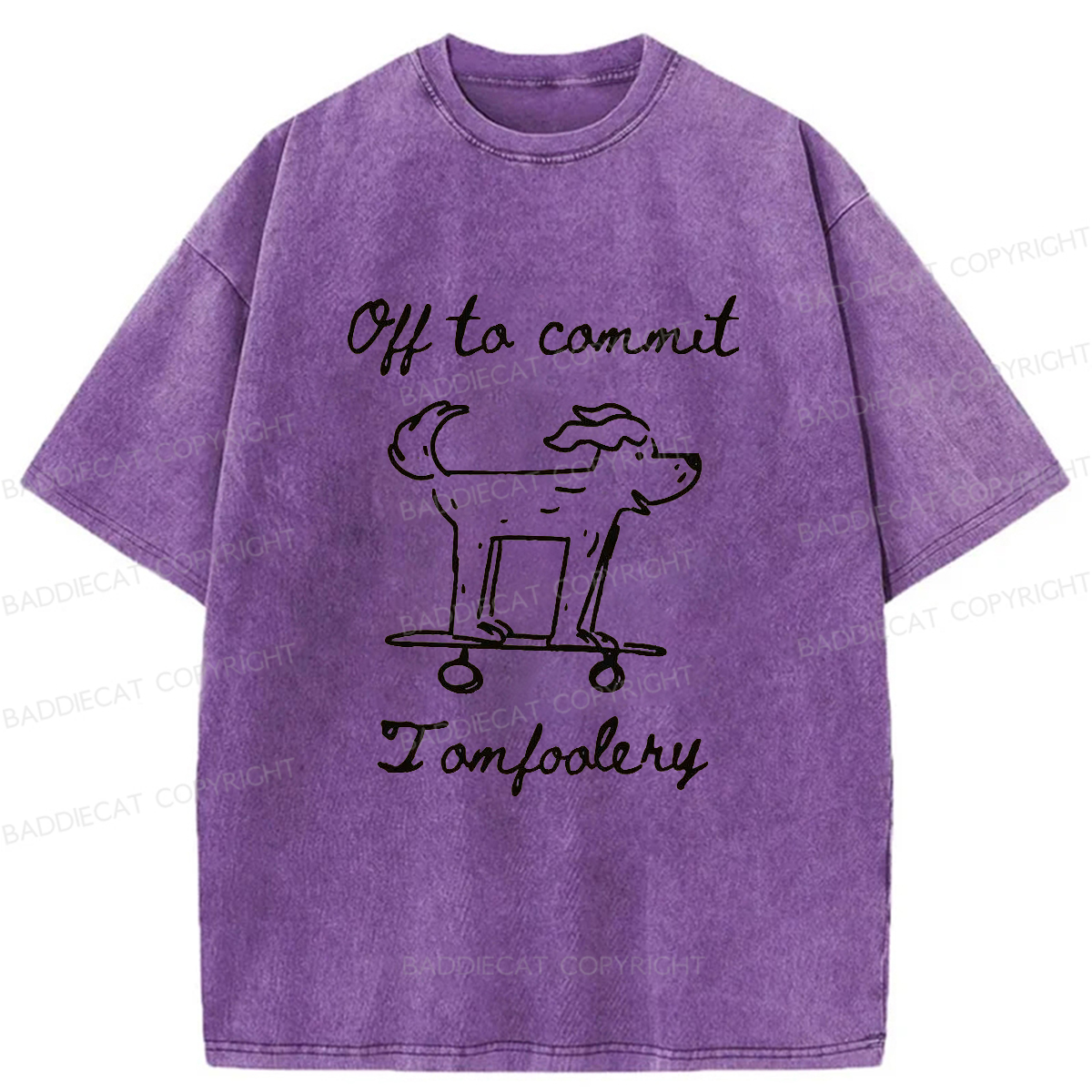 Baddiecat Mischievous Dog Washed T-shirt