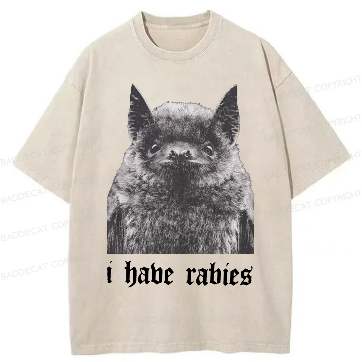 Baddiecat I Have Rabies Bat Washed T-shirt