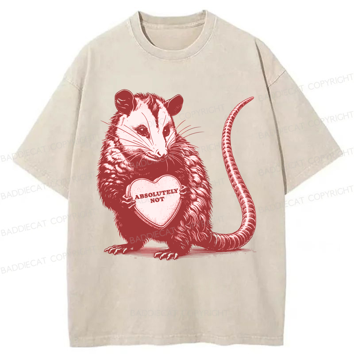 Baddiecat Absolutely Not Opossum Meme Washed T-shirt