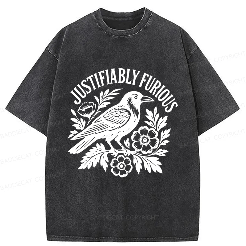 Baddiecat Justifiably Furious Raven Washed T-shirt