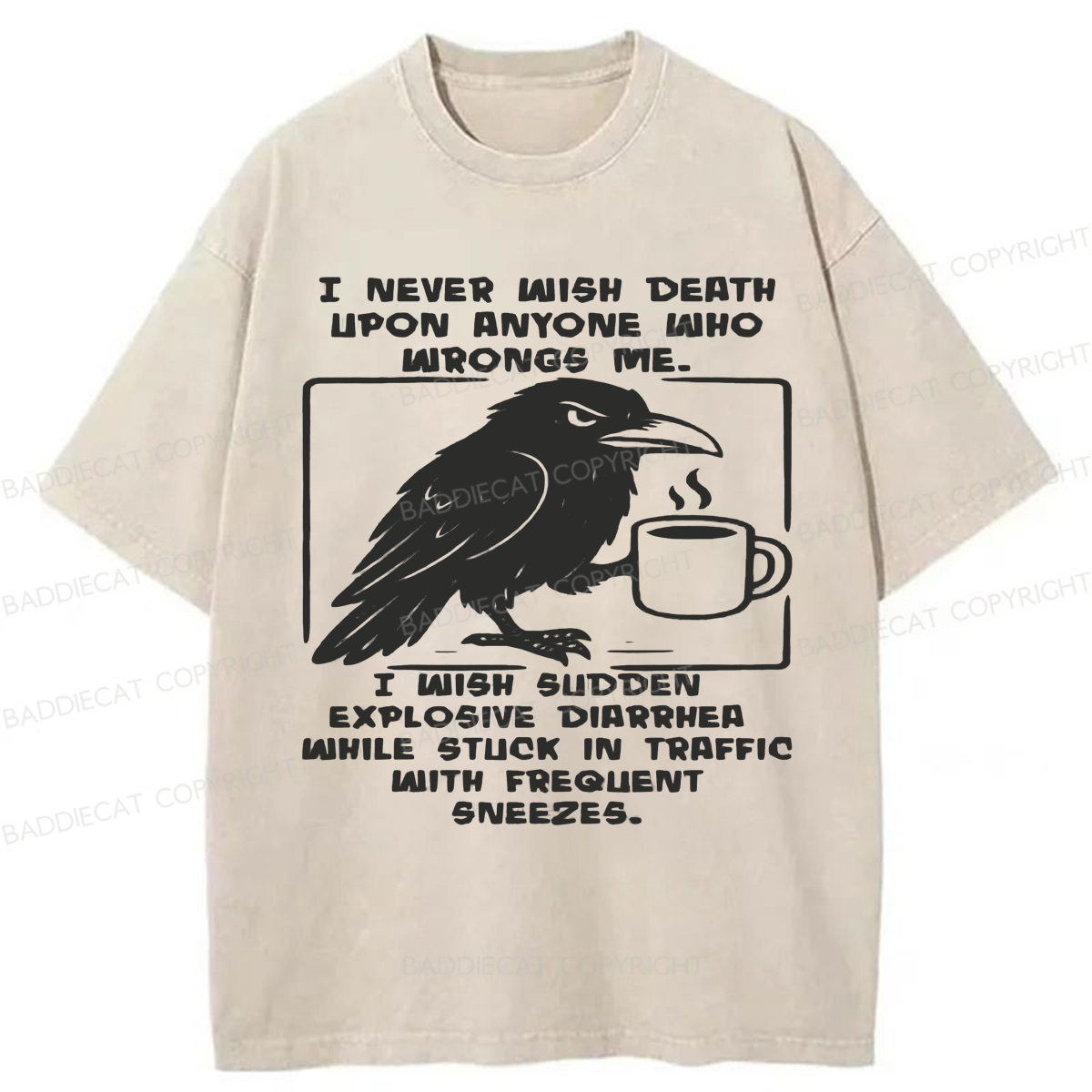 Baddiecat Crow Wish Washed T-shirt