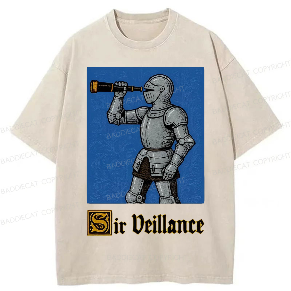 Baddiecat Sir Veillance Hand Drawn Washed T-shirt
