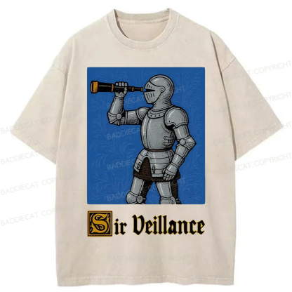 Baddiecat Sir Veillance Hand Drawn Washed T-shirt