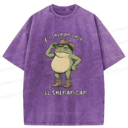 Baddiecat If I Shenan Once I'll Shenanigan Washed T-shirt